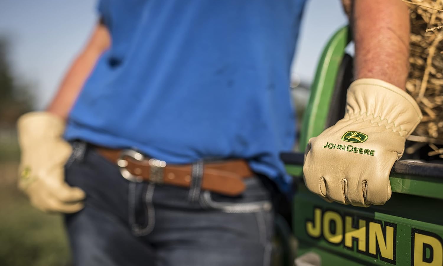 John Deere JD84014-WML Women's Water Resistant Leather Gloves, Abrasion Resistant, Tan, Medium/Large