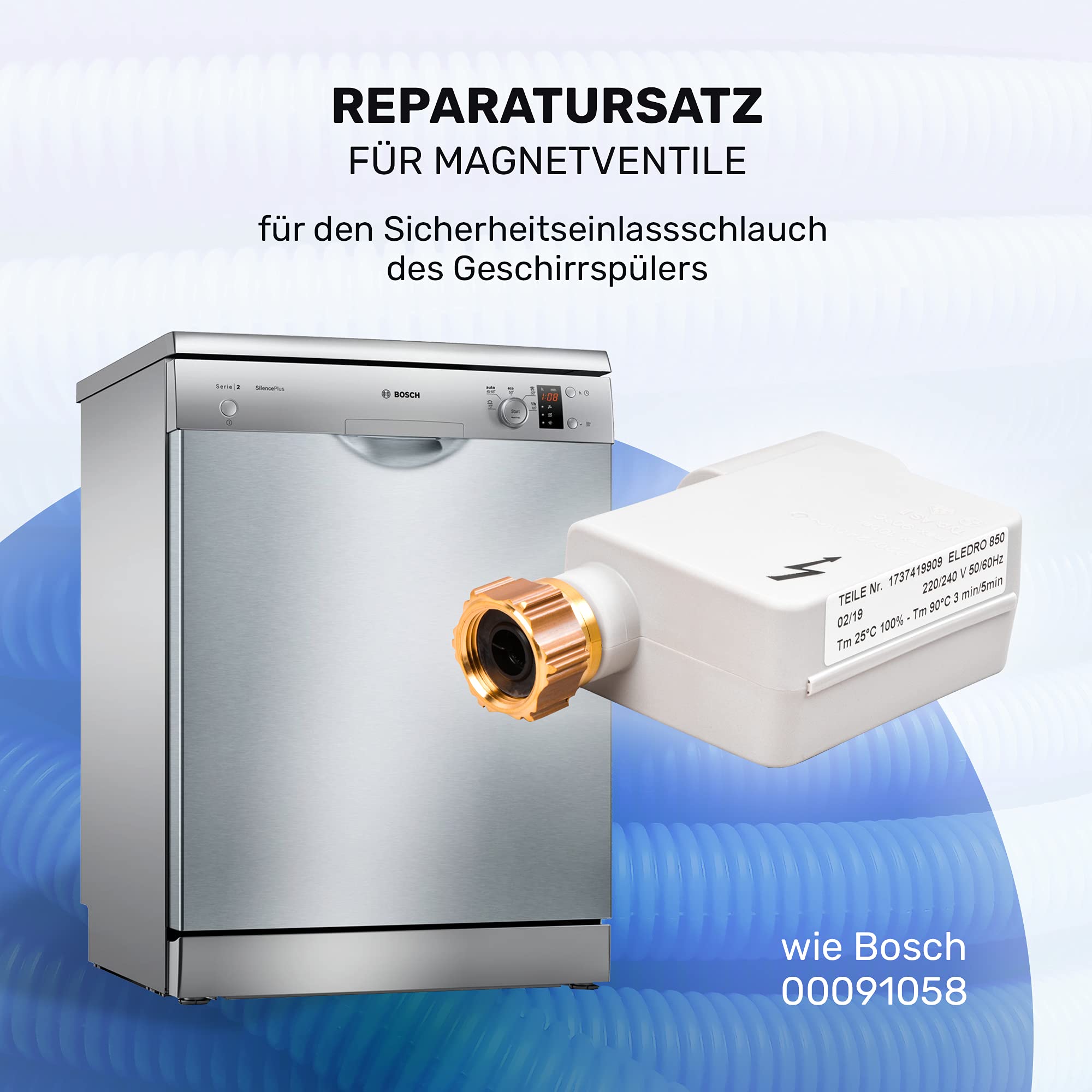 VIOKS Zawór magnetyczny do zmywarki zamiennik do zaworu wodnego Bosch 00091058