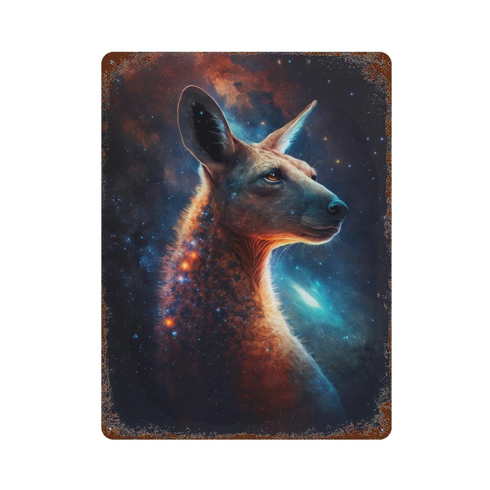 Garage Style Cosmic Kangaroo Portrait-1 Vintage Rust Metal Sign 15.7"x11.8", Shabby Chic Decor for Bar And Workshop
