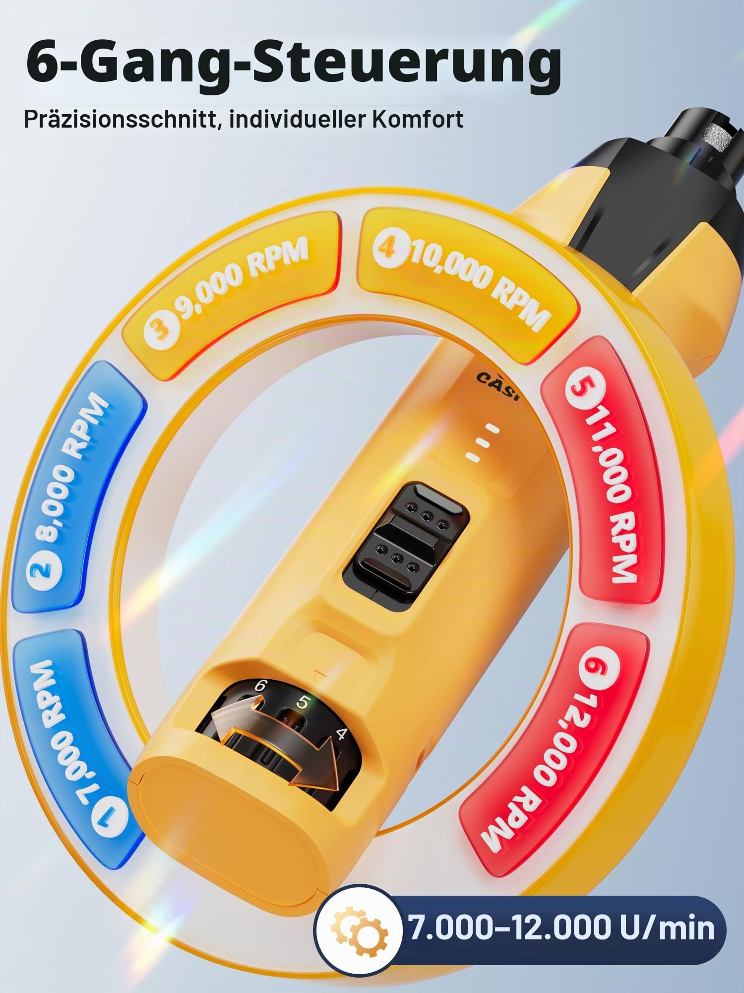 Casfuy 6-Gang-Hunde-Nagelschleifer - 50% Boosted Power Hund Nagelschneider Leise mit Dual-LED-Leuchten & Staubsammler & 4,8 V Kupfermotor Elektrische Haustier Zehennagelfeile Werkzeug für große
