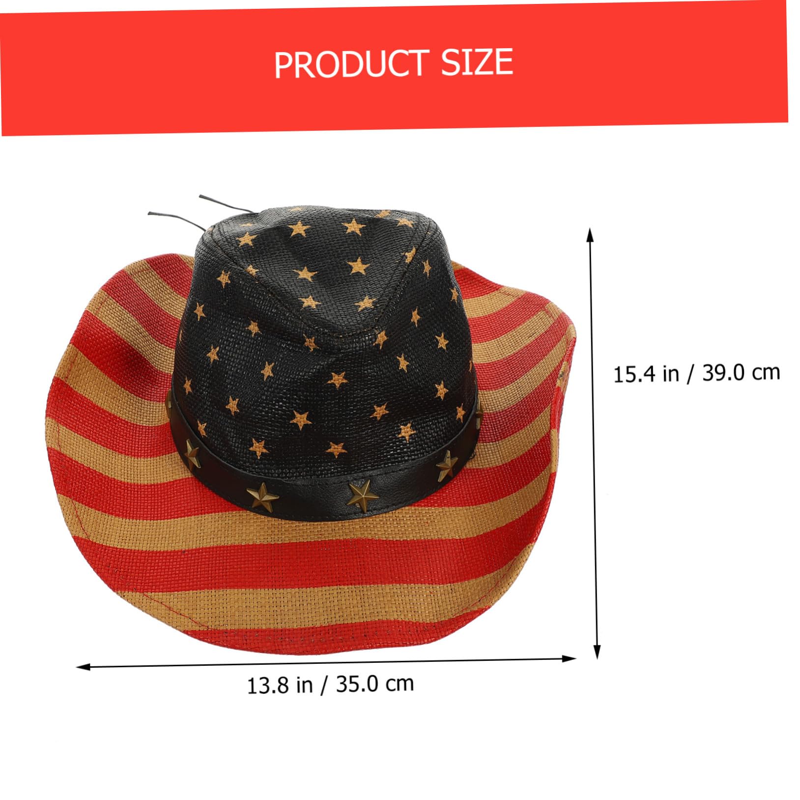 Western Cowboy Hat with American Flag Patriotic Straw Festival Hat for Men And Women for Dance Drama Picnics And Barbecues