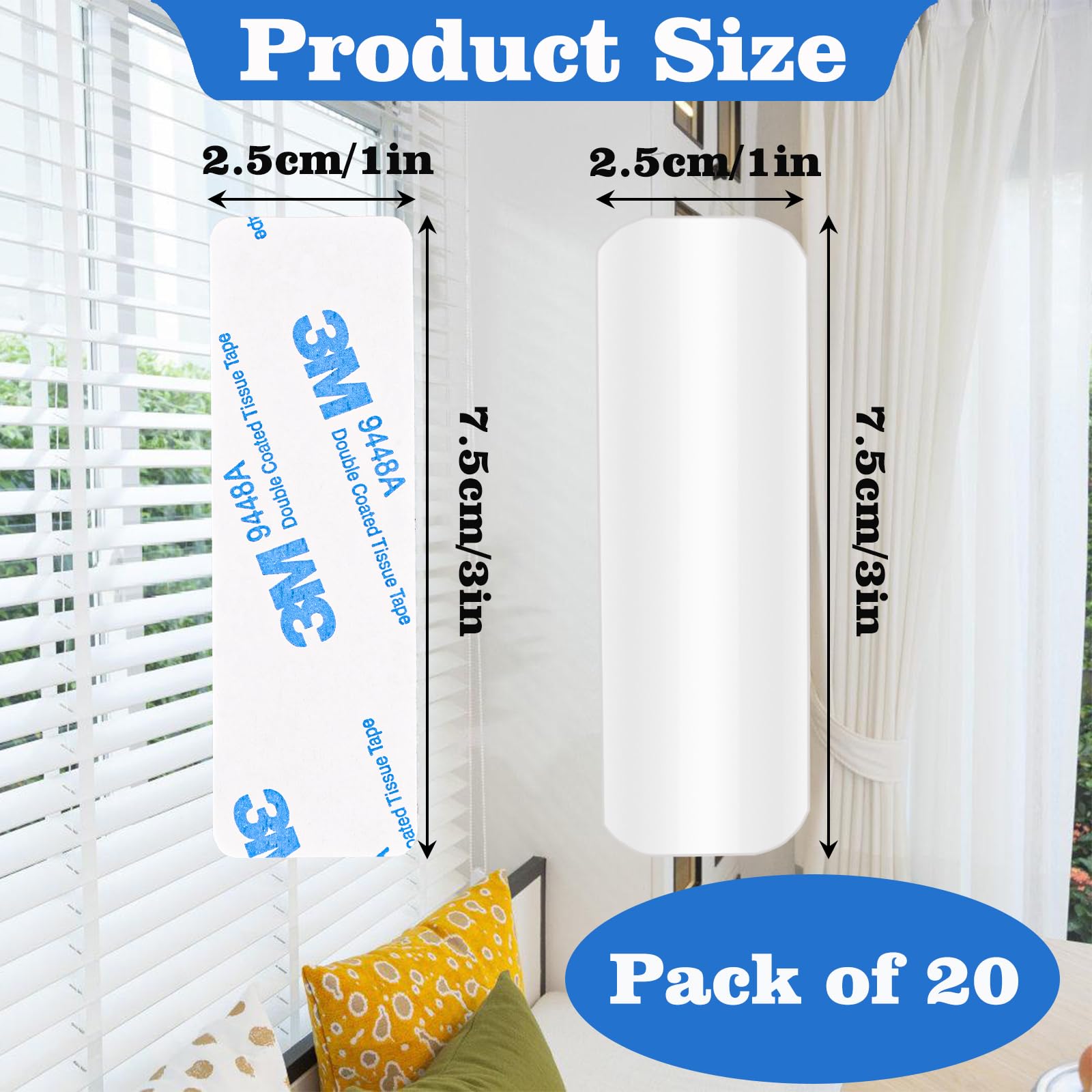 20 Pcs Horizontal Blind Repair Tabs, Vertical Blind Replacement Slats, White Blind Repair Kit for Vertical Blind Slats