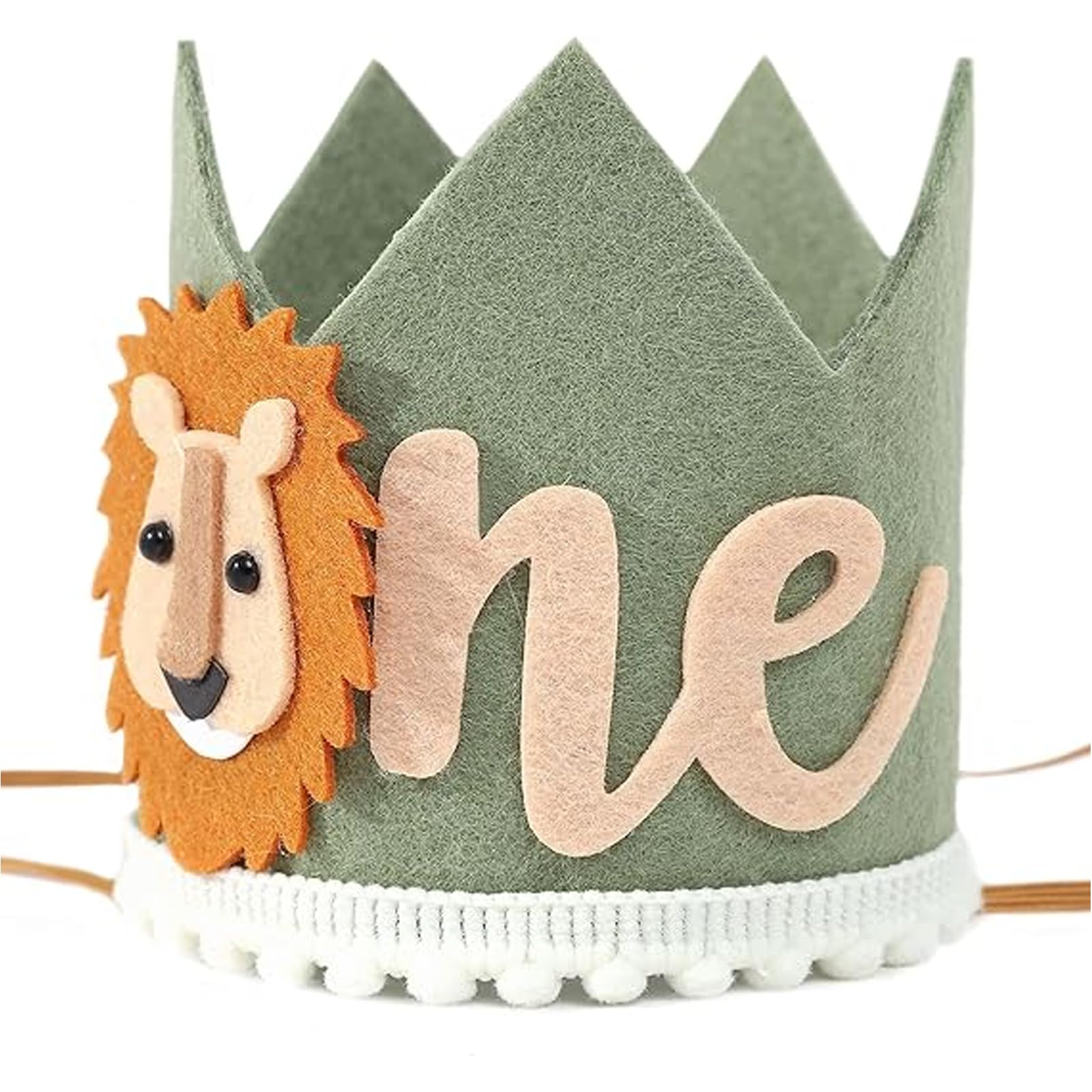 RGEVGER 1 Year Birthday Crown for Baby, Wild One Birthday Decorations Green Fabric Design, Cute Tiara Decoration, for Boy and Girl Lion Party Decorations Photo Props Headband and Family Gatherings