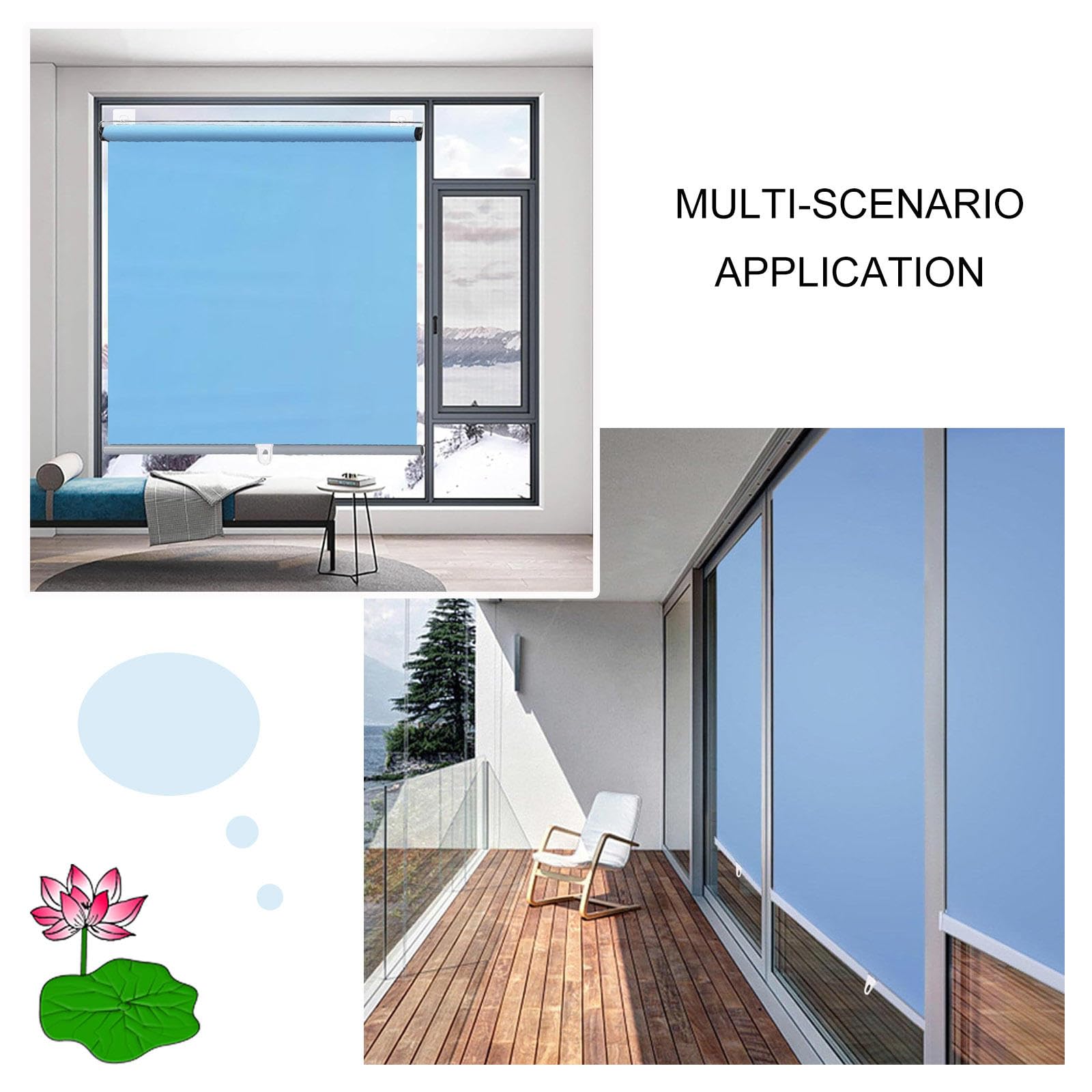 Re table - Persianas enrollables opacas sin taladrar para rivacy de 32 a 150 cm de ancho, solución ideal para el hogar y la oficina, azul, 135 x 130 cm