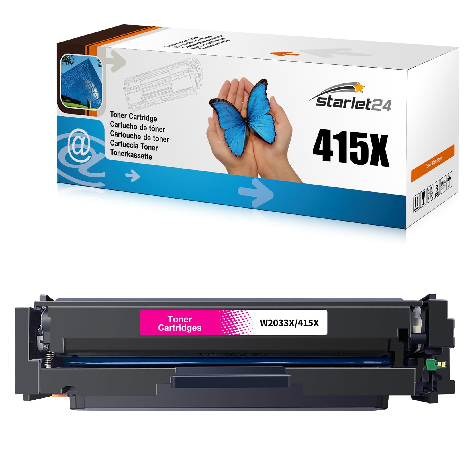 Starlet24 1x 415X Magenta kompatybilny zamiennik dla HP 415X Magenta Toner W2033X 415X M do HP Color Laserjet Pro MFP M479fdw M479fnw M454dn M454dw M479 M479dw M479fdn
