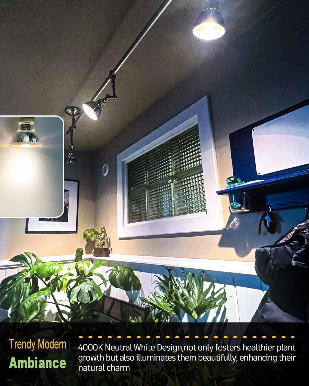DOMMIA Grow Light, GU10 Full Spectrum Grow Light Bulb, 5W 110V PAR16 LED Plant Light Bulb for Indoor Plants, Neutral White 4000K, 3-Count