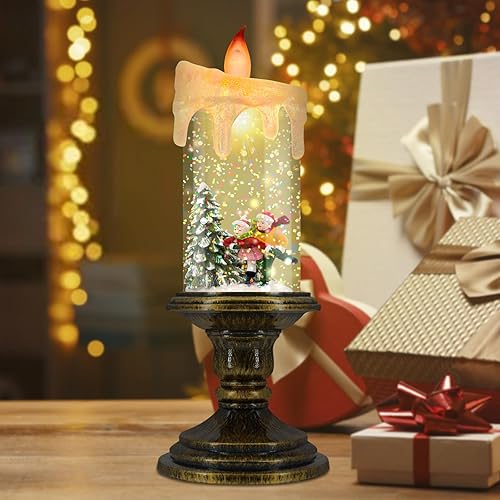 Miniatura 2 de Velas de Navidad sin llama, velas LED parpadeantes con temporizador, luces de vela de globo de nieve para decoraciones de Navidad