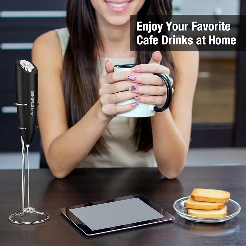 SIMPLETASTE elektromos tejhabosító kézi habtartó 2 elemmel cappuccino latte kávéhoz