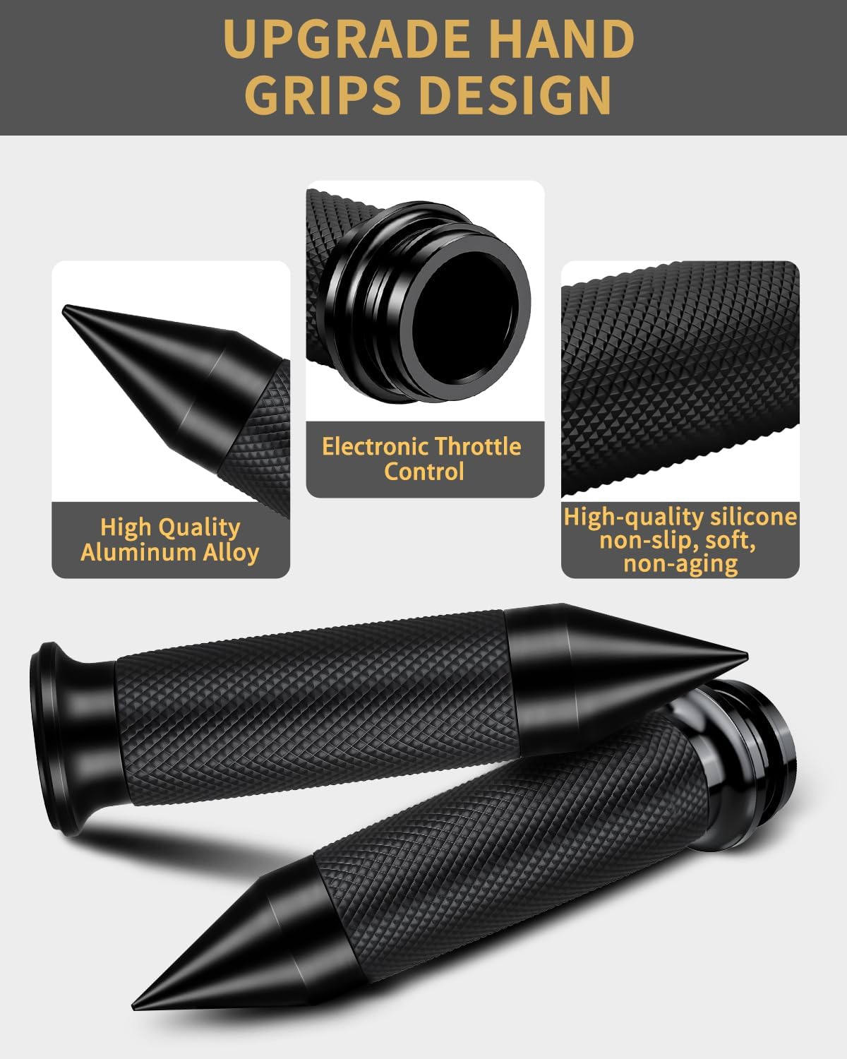 Motorcycle Hand Grips 1 Inch Handlebar Grips Electronic Throttle Compatible with Harley Davidson Touring Softail Road Street Glide Road King 2008-2024