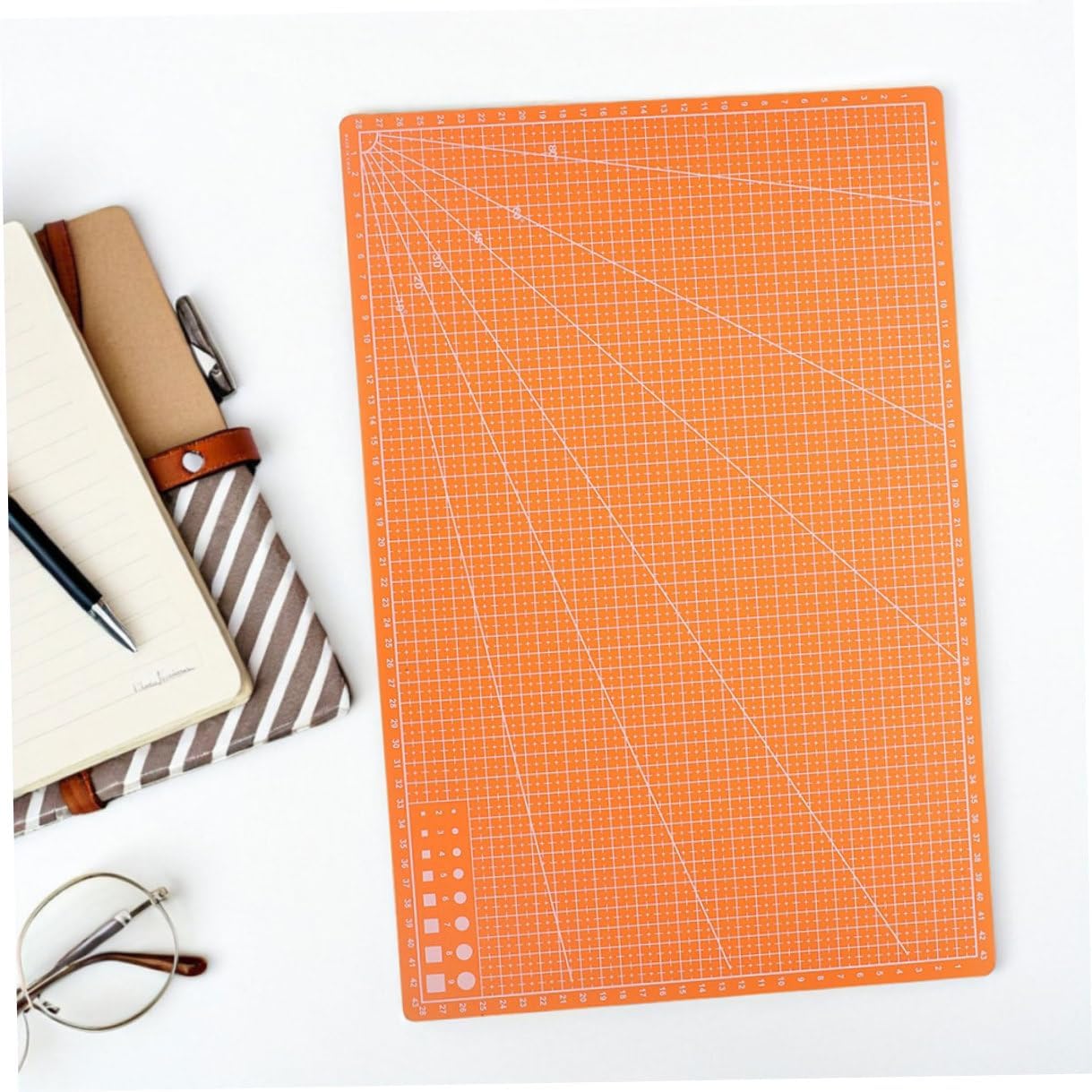 FRCOLOR Double-sided Quilting Cutting Mat and Sewing Cutting Board for Crafts, 2pcs A3 Orange Thin Self-healing Mats for Fabric, Modeling, and DIY Project Use