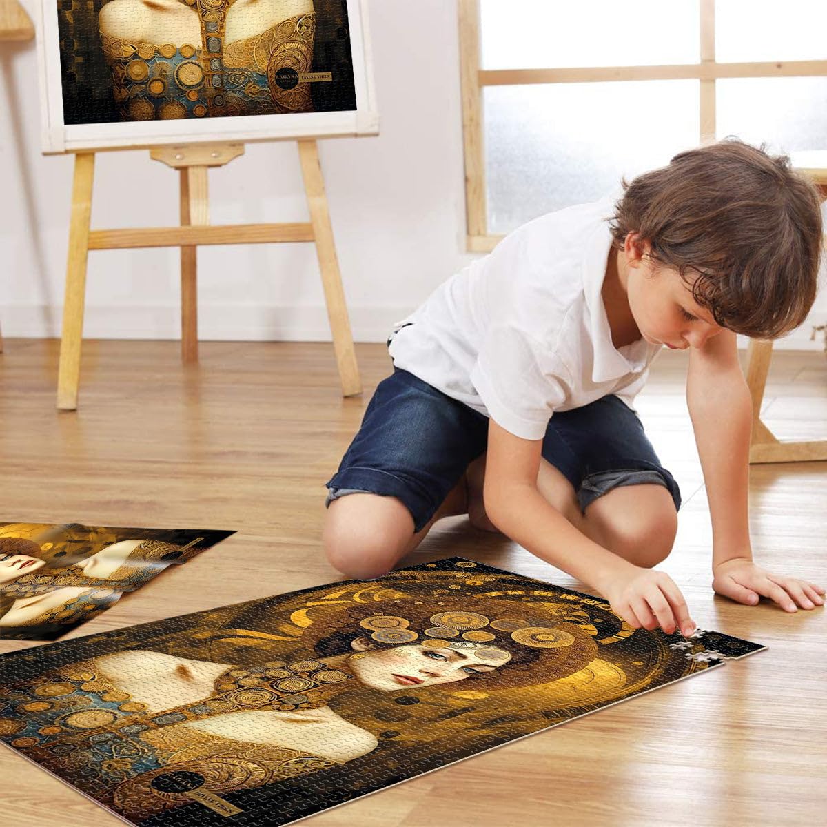 Puzzle de 2000 Piezas para Adultos La Divina Princesa Klimt Matar el Tiempo en Vacaciones en casa Lista de Deseos con Papá Noel 70x100cm