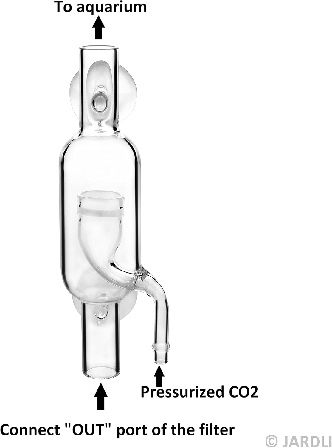 Glass Inline CO2 Atomizer Diffuser System for Aquarium Planted Tank (17mm for 16/22mm (5/8" i.d.) Hose)