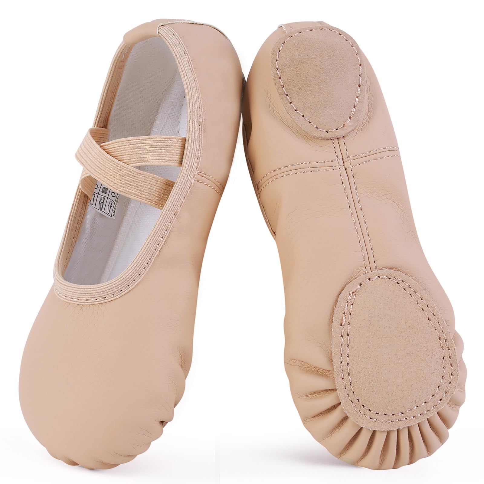 Ulicox Ballettschuhe Mädchen Ballettschläppchen aus PU Leder Gymnastikschuhe Tanzschuhe mit Geteilte Ledersohle für Kinder und Erwachsene