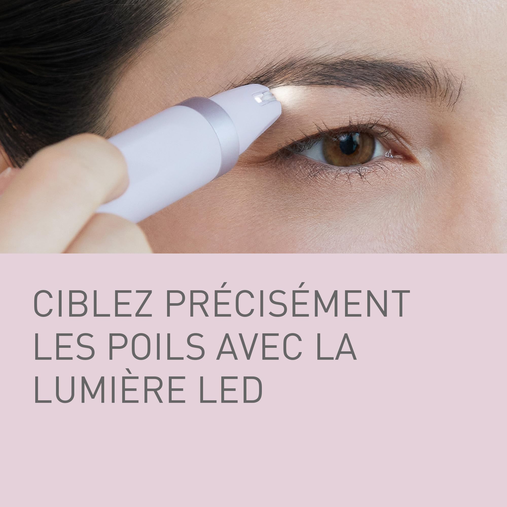 Panasonic ES-EF10-V503 Epilateur Sourcils et Poils du Visage pour Femmes, Épilateur Sourcils, Lumière LED, Design Stylo Compact, Piles AA, Lilas