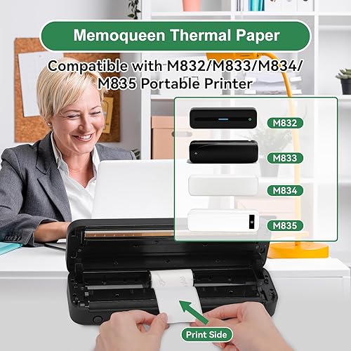 Miniatura 7 de Phomemo - Papel térmico autoadhesivo blanco papel adhesivo de 43 pulgadas para impresora térmica Bluetooth Phomemo M04SM04S negro sobre blanco 3