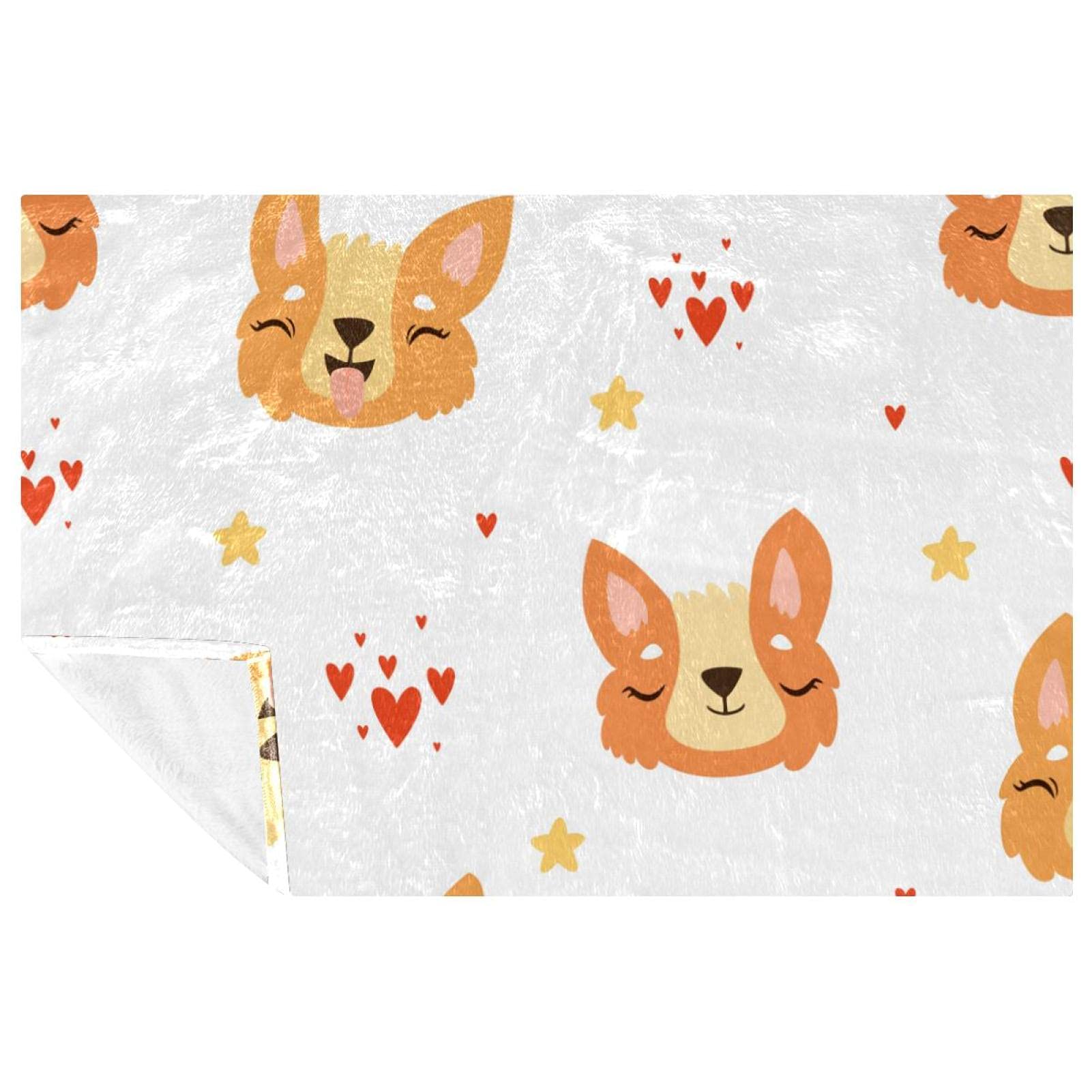 Couverture douce Corgi en maille chaude pour lit et canapé