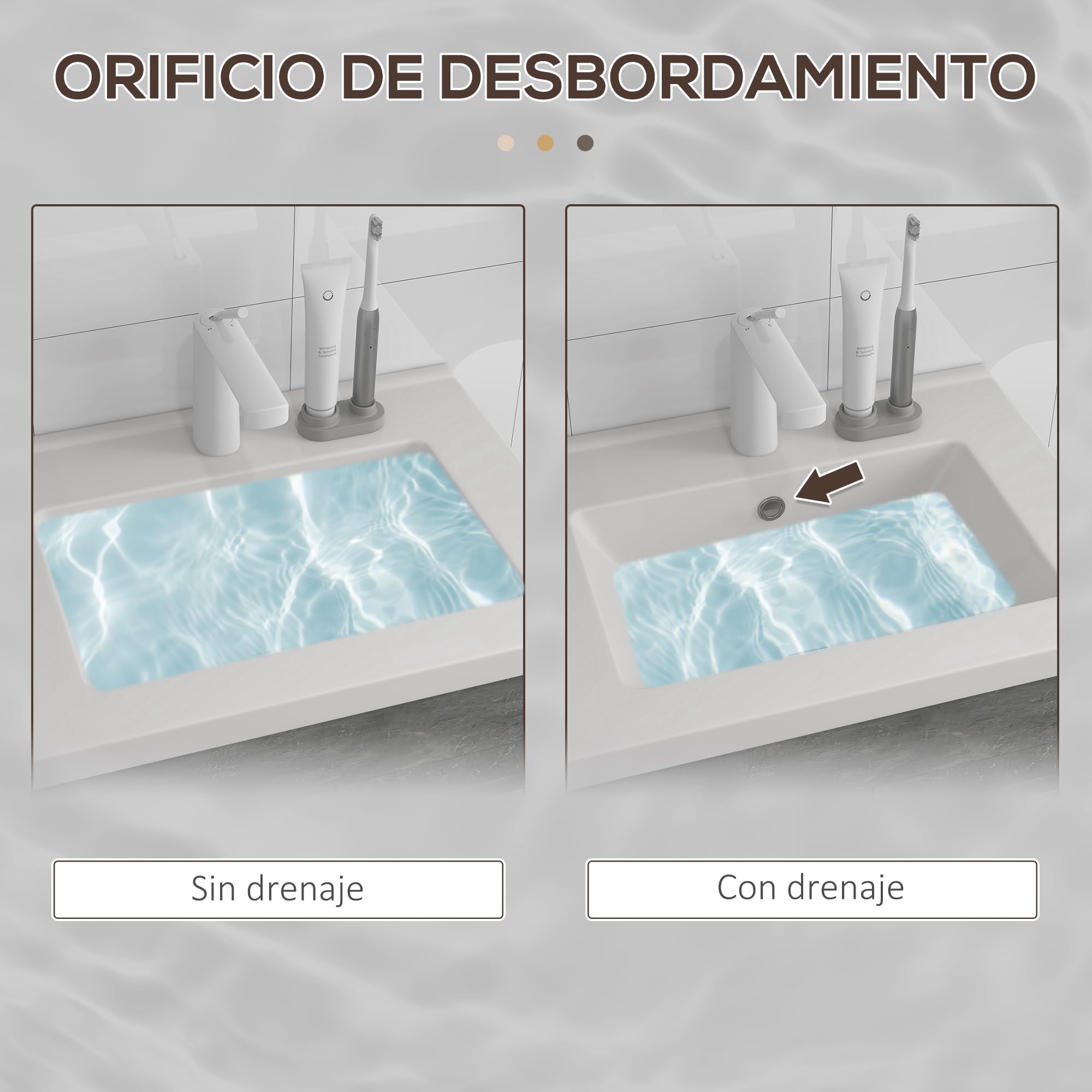 kleankin Mueble de Baño con Lavabo Cerámico de Pared 60x45,5x60 cm Gris | Armario Bajo de Lavabo, 2 Puertas, Estante Ajustable, Acabado Melamina
