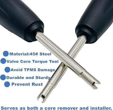 2 Pieces Valve Core Torque Tool, Avoid TPMS Damage, Valve Core Removal and Installation Tool, Helps Guard Against Over or Under torquing,Black, Silver