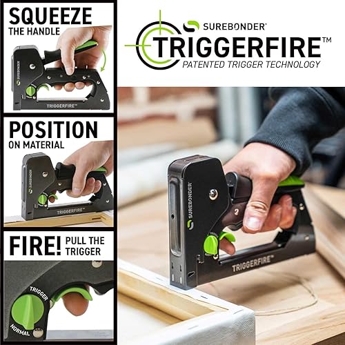 Miniatura 2 de Surebonder TRIGGERFIRE Kit de pistola de grapas con 1250, 3/8 pulgadas, tipo T-50, grapas de acero