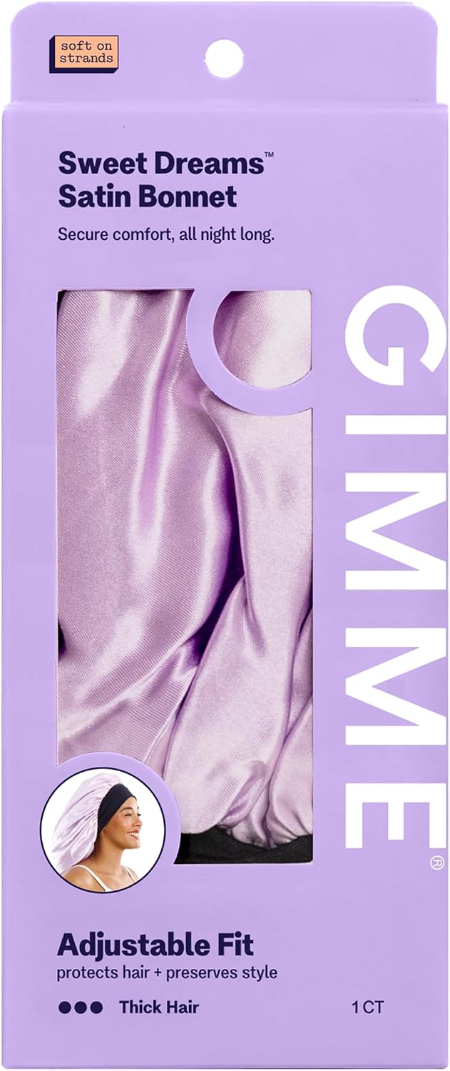 GIMME Beauty Sweet Dreams Satin Bonnet, Thick, Lilac, 1 Count