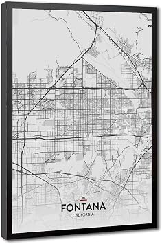 Fontana CA Posters Prints Canvas Decorations Paintings Black And White Wall Art For Offices Living Rooms And Bedrooms Minimalist Style Black Hanging Frames 08x12in