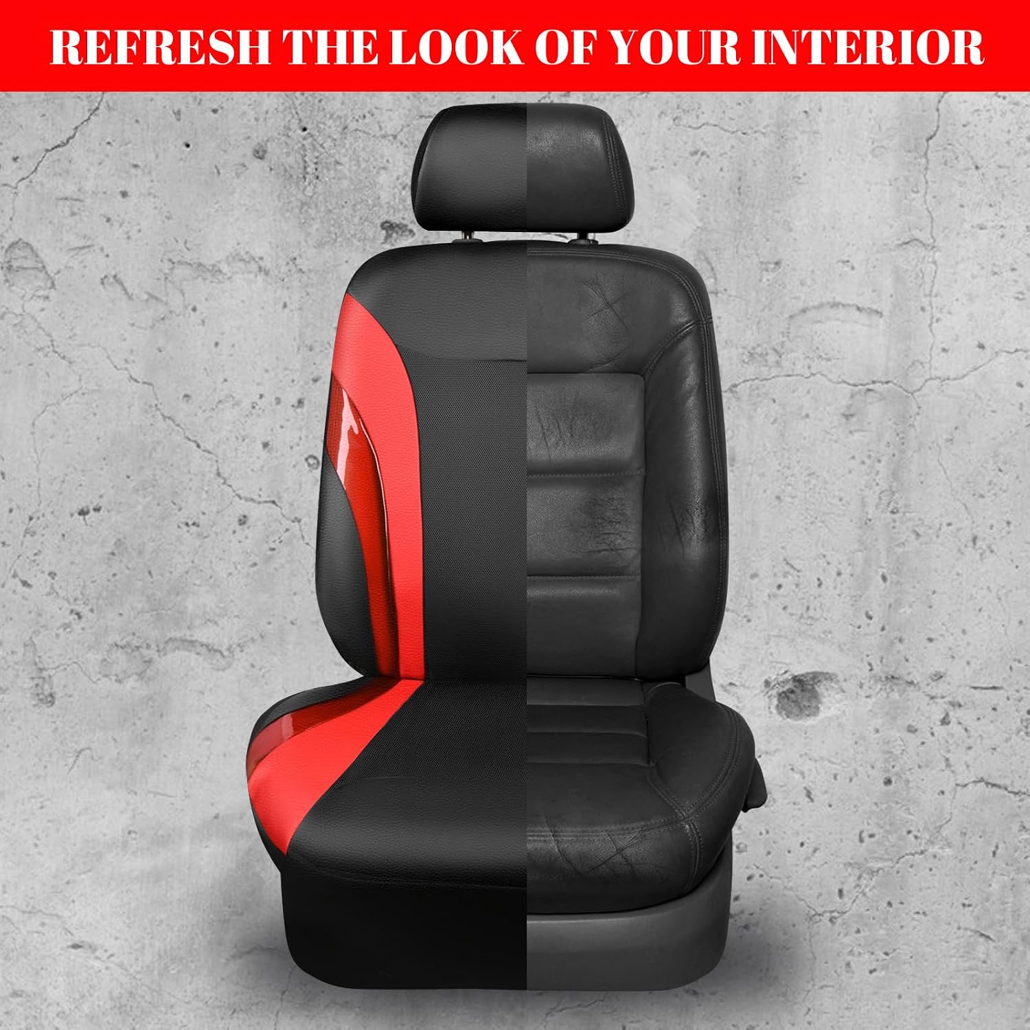 Outlet Jelly Leather Car Seat Covers Full Set,Waterproof Automotive Seat Covers for Cars SUV Sedan Truck,Airbag Compatible,Sporty Universal Fit for Cute Women Girl (Black and Red)