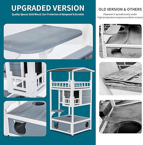 Miniatura 3 de Petsfit Casa para gatos al aire libre árbol para gatos condominio para gatos refugio para gatos Catio resistente a la intemperie para 3-5 gatos