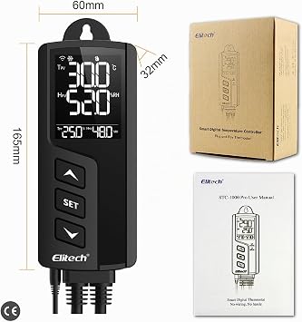 Elitech Thermostat Temperature Controller & Humidity Controller Temperature Control Sockets 220 V with Sensor Probe WiFi Version for Greenhouse Reptiles Terrarium