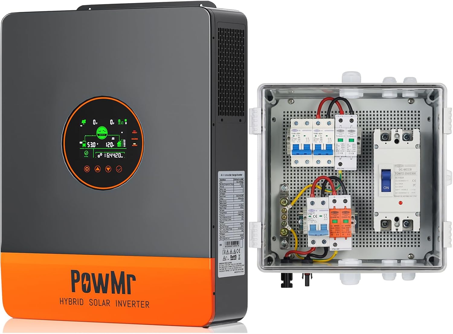 PowMr 5200W Split-Phase Solar Inverter 48Vdc to 110Vac Built-in 100A MPPT Controller & Solar Distribution Box