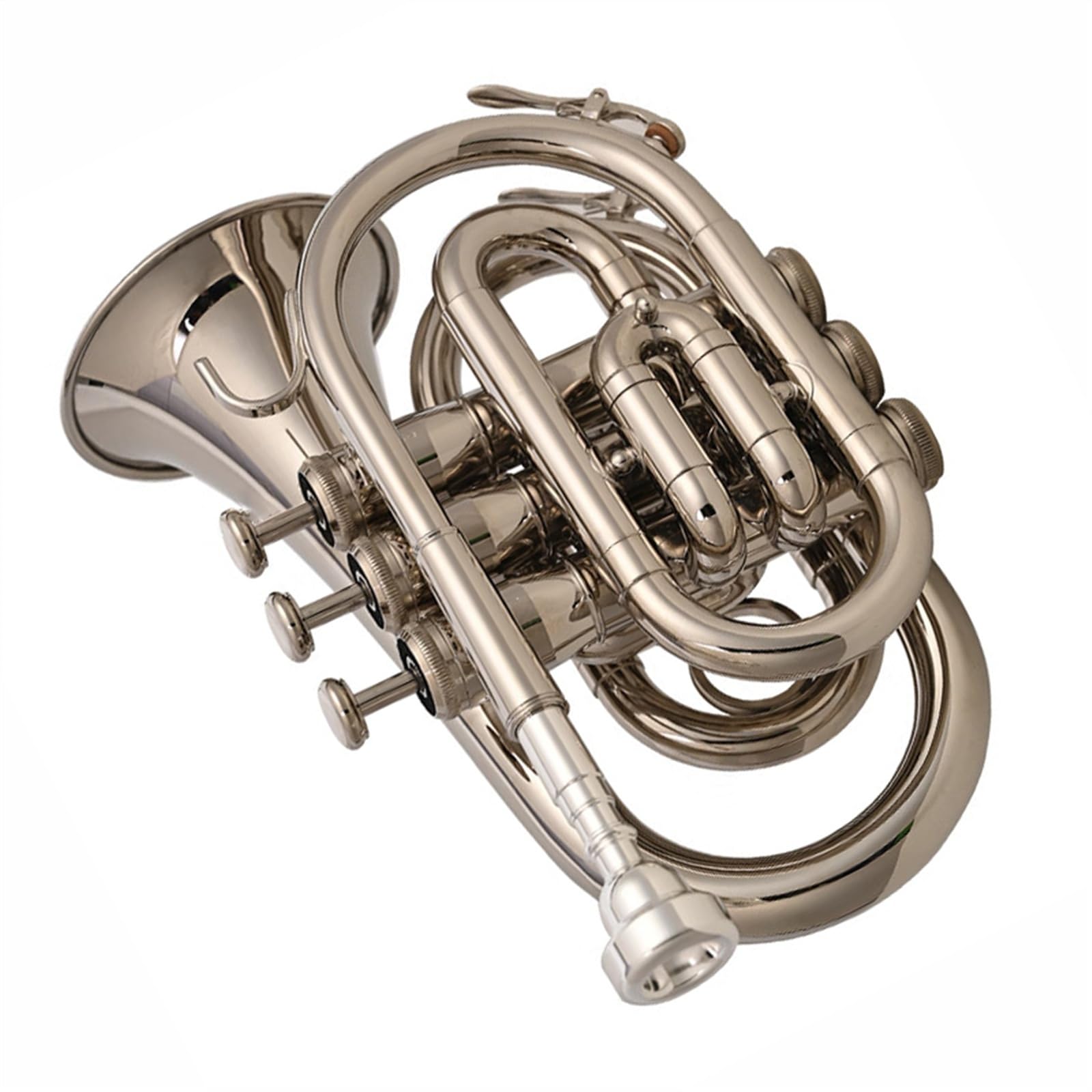 Standard Trąbka B-dur Kieszonkowa Trąbka Instrument Muzyczny Dla Dorosłych Początkujących Profesjonalny Mosiądz Stal Nierdzewna Trąbka Ton(Silver)