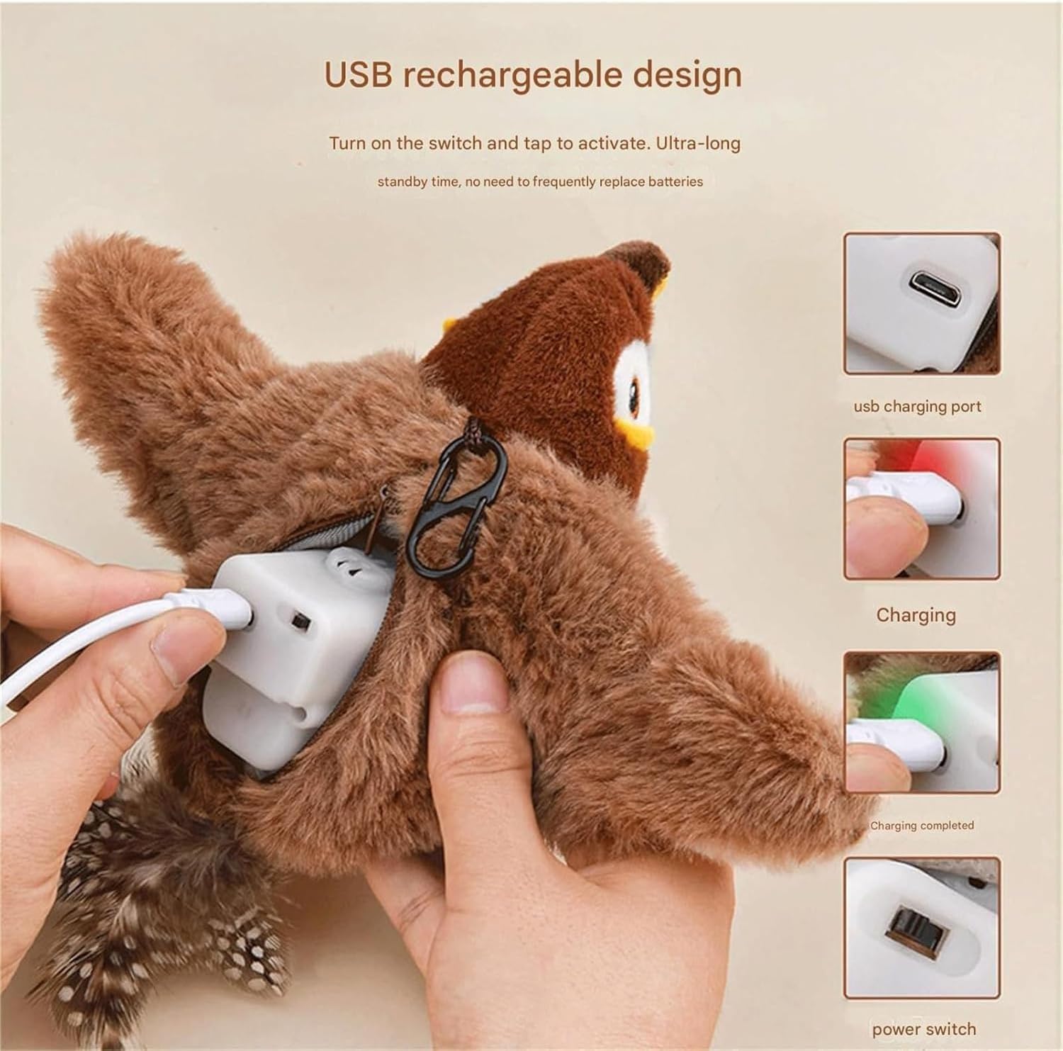 Juguete para Gatos de Pájaro Volador, Juguete de Pájaro Aleteante, Juguete Volador para Gatos, Juguete C-at de Pájaros Aleteantes, T-oy Interactivo de Pájaros Voladores para Gatos, Juguetes C-at para