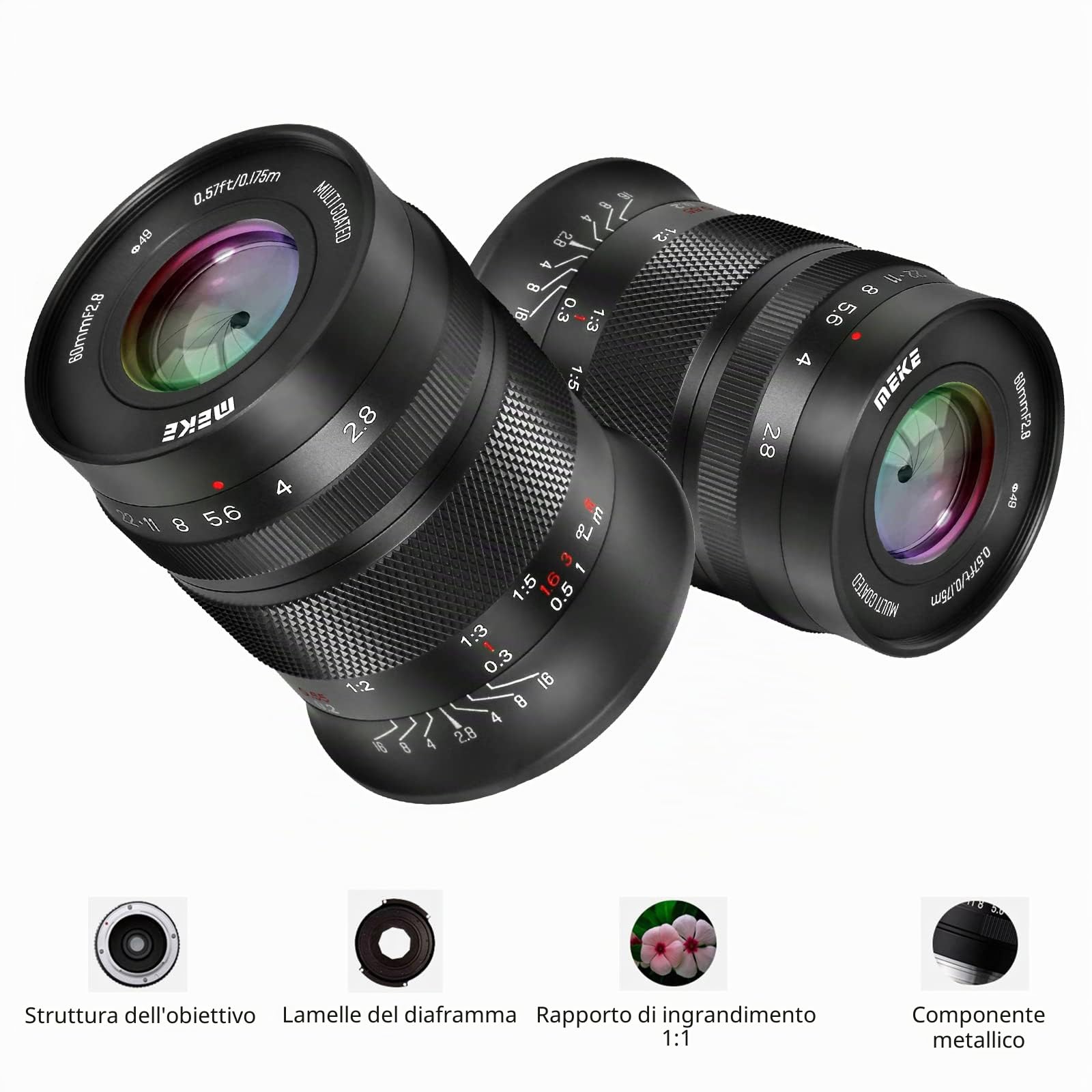 Meike 60 mm f2.8 Grande Apertura APS-C Frame Macro Manuale Focus Prime Obiettivo Fisso Compatibile con Nikon Z Mount Fotocamere Z50, Z5, Z6, Z7 in modalità APS-C