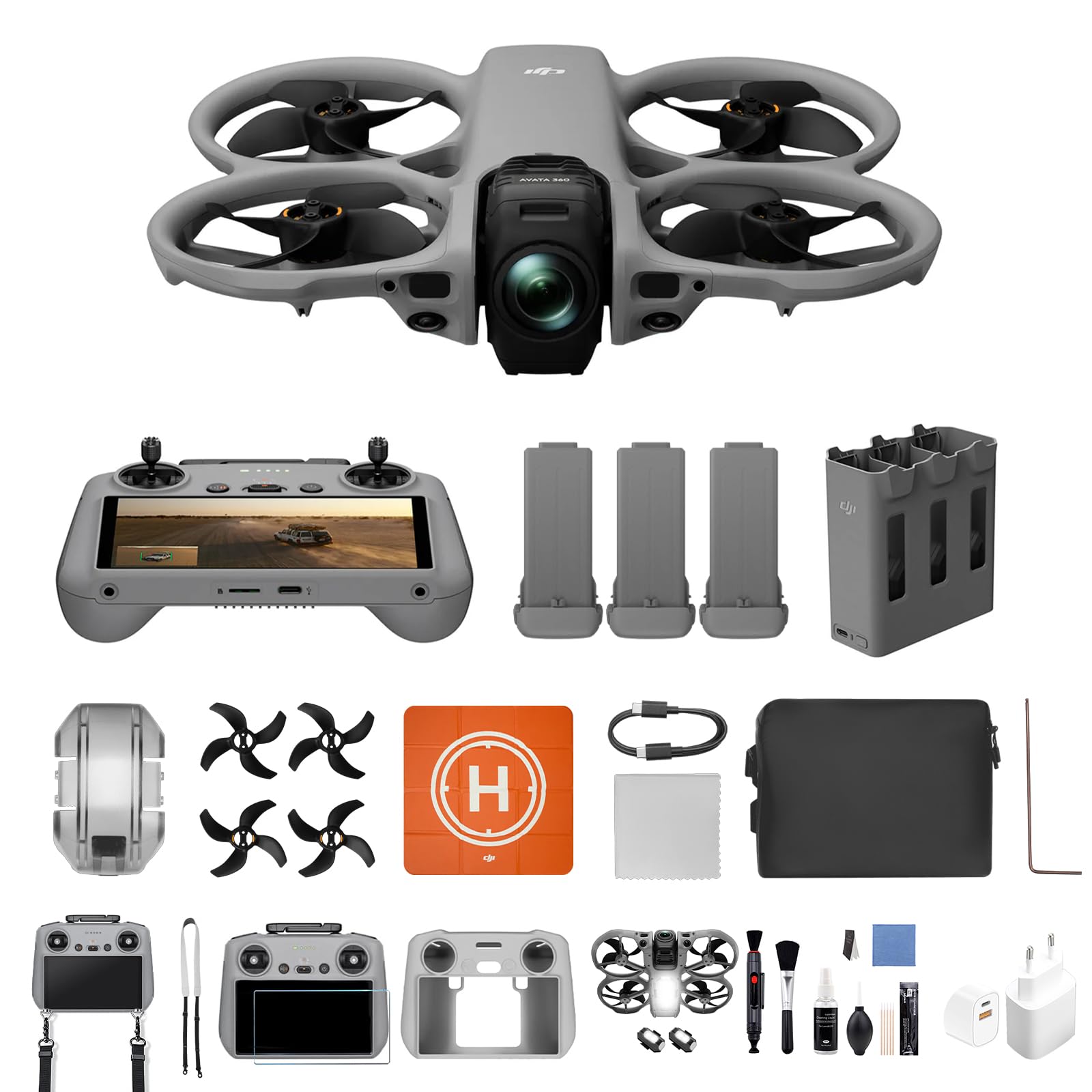 Pack DJI Avata 360 Vuela Más (RC 2) con Bundle, dron 360° con imagen 360° de 1 pulgada 8K para FPV y filmación aérea, Incluye RC 2 y tres baterÃas, dron con cámara de hélices (Multiple Accessory)