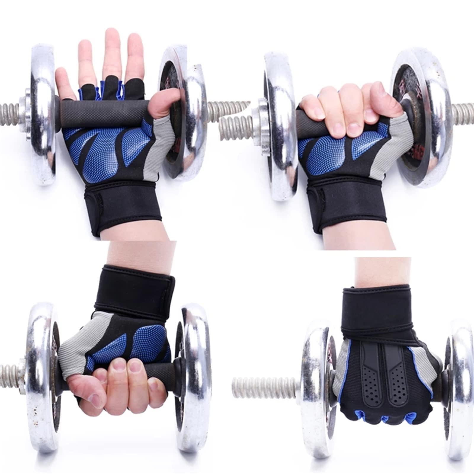 Guanti Antiscivolo per la Palestra Guanti da Polso avvolgenti for Il Fitness, Guanti da Uomo, Guanti a Mezze Dita(L)