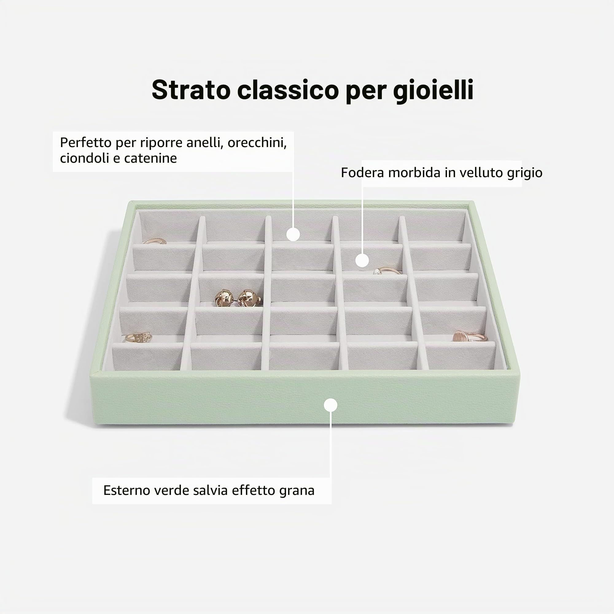Stackers - Set di 3 portagioie classico - Dimensioni medie - Verde salvia