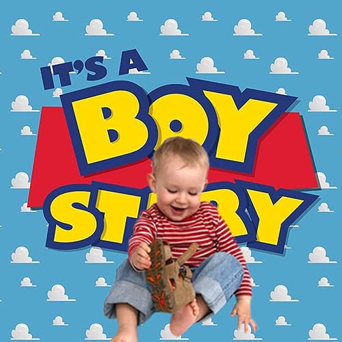 Miniatura 3 de Telón de fondo de fotografía de dibujos animados con texto en inglés "It's a Story", fondo de fotos para fiesta de cumpleaños, cielo azul, nubes