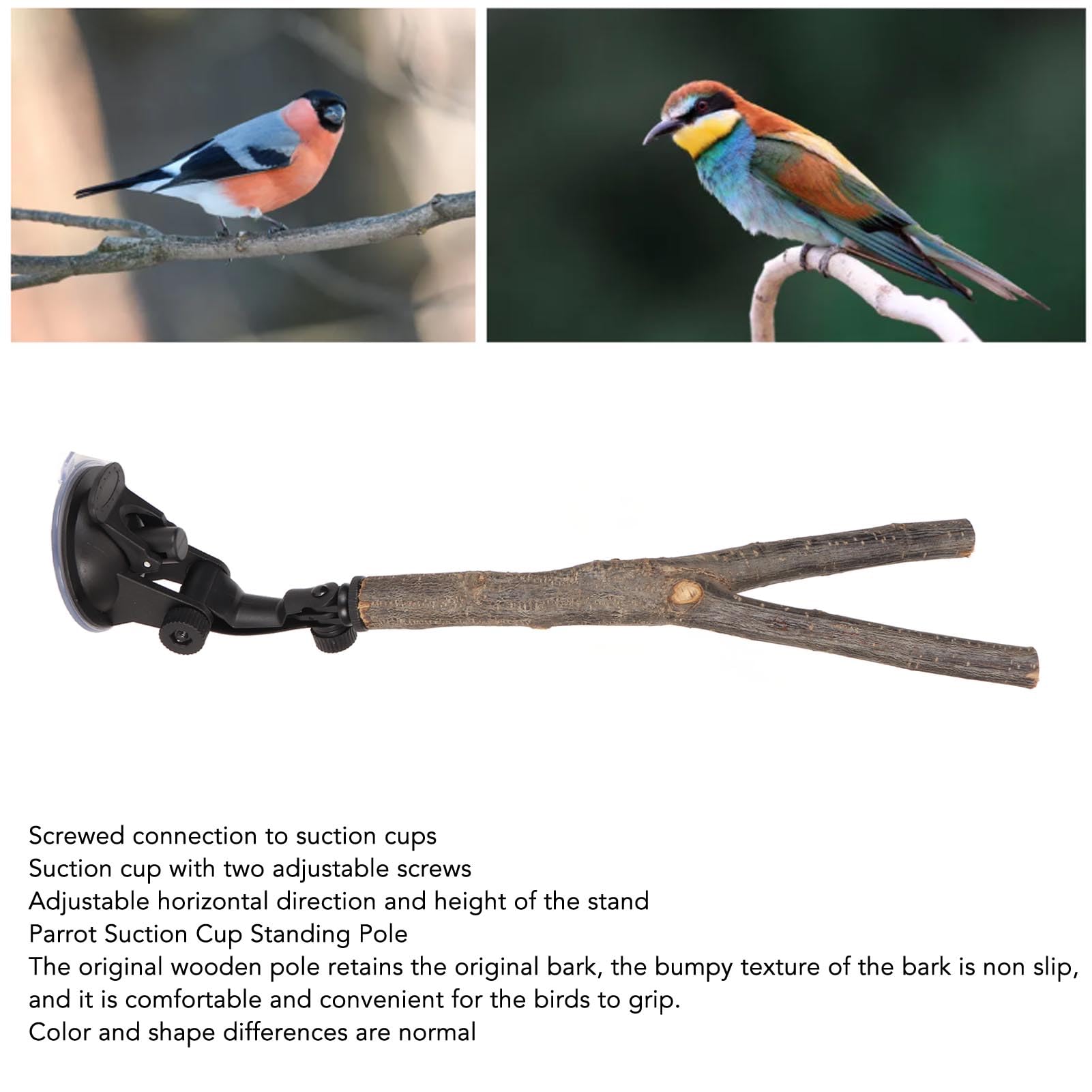 Cryfokt Vogelsitzstange Mit Saugnapf – 25 Cm, Rutschfeste Rinde, Verstellbar, Für Sittiche, Wellensittiche U.a.