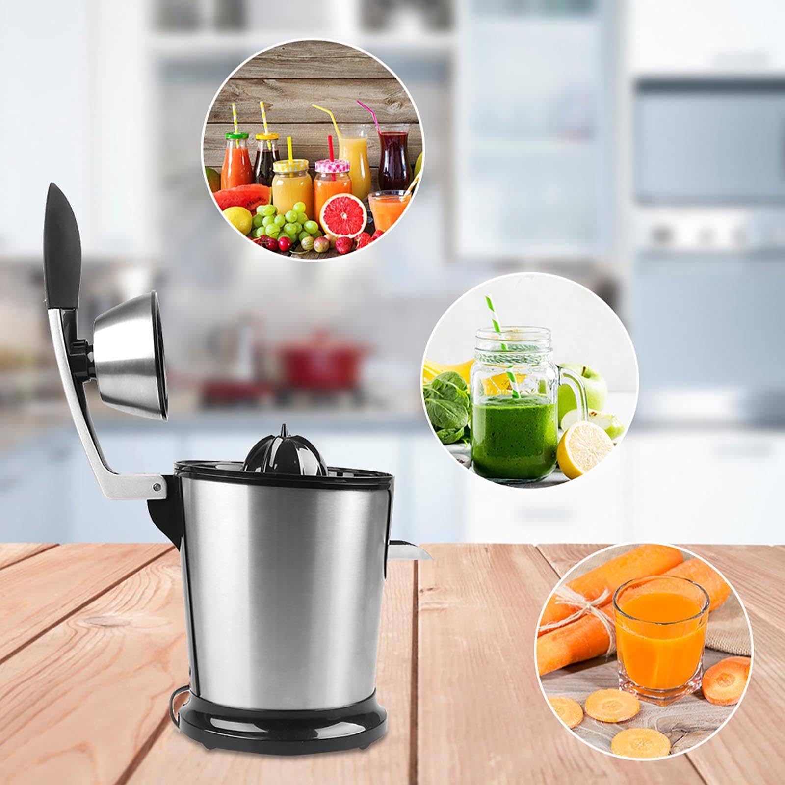 160-W-Zitruspresse, Elektrische Orangenpresse Aus Edelstahl, Filtert Kerne Und Fruchtfleisch, Hohe Saftausbeute, Bereitet Frischen Saft Aus Orangen, Zitronen, Grapefruits, Limetten