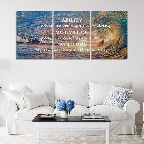 Miniatura 5 de Pósteres motivacionales inspiradores de arte de pared, 3 paneles, puesta de sol, océano, playa, paisaje, decoración de pared, salida del sol,