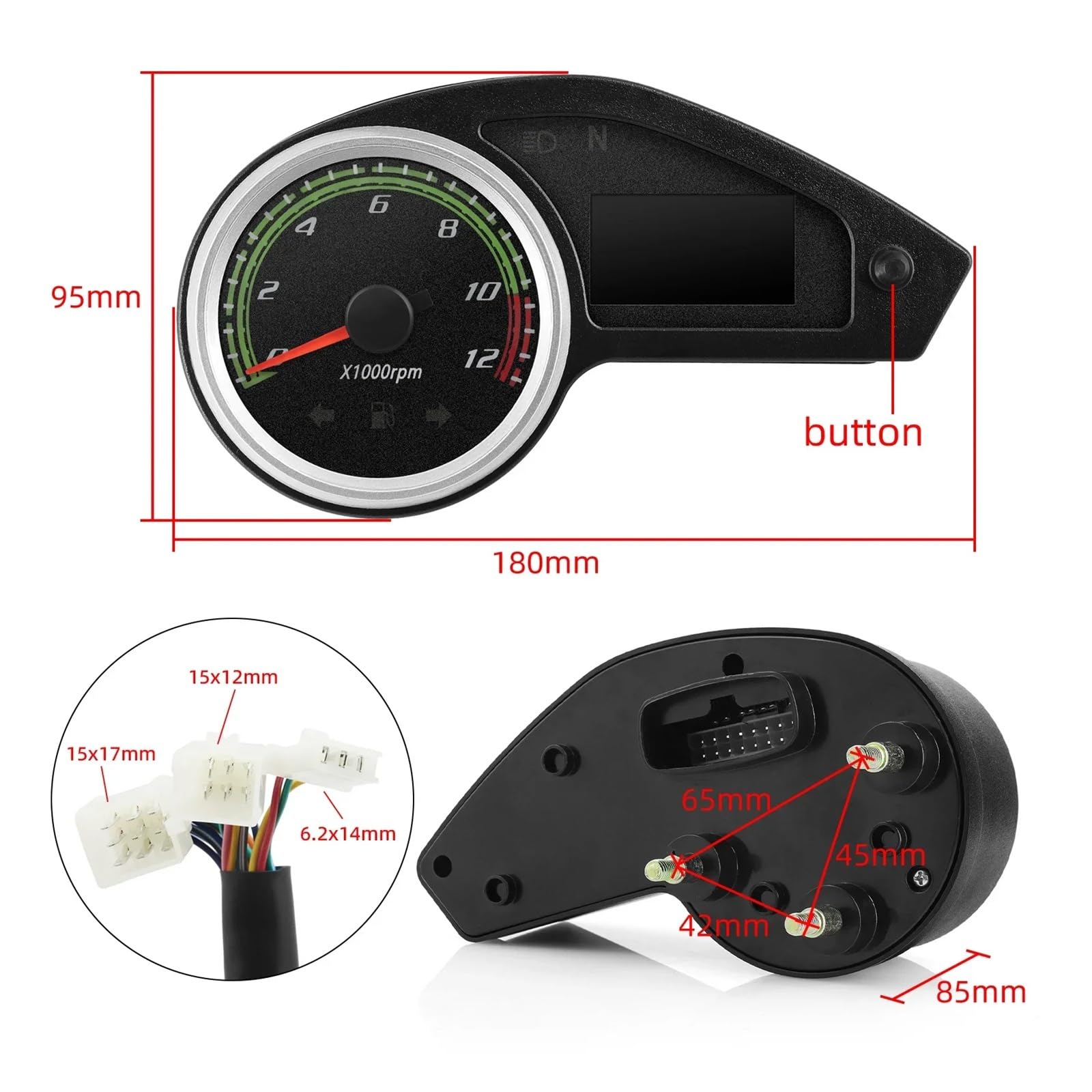 Compteur Vitesse Moto Compte-Tours De Moto avec Clignotant pour NXR150 NXR125 Bros 2003-2014 pour CRV Compteur Kilométrique Numérique À LED Compteur De MPH