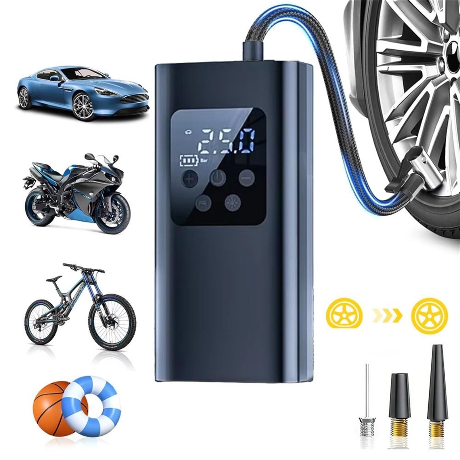 Compresseur Air Pompe à air de voiture sans fil Gonfleur Electrique