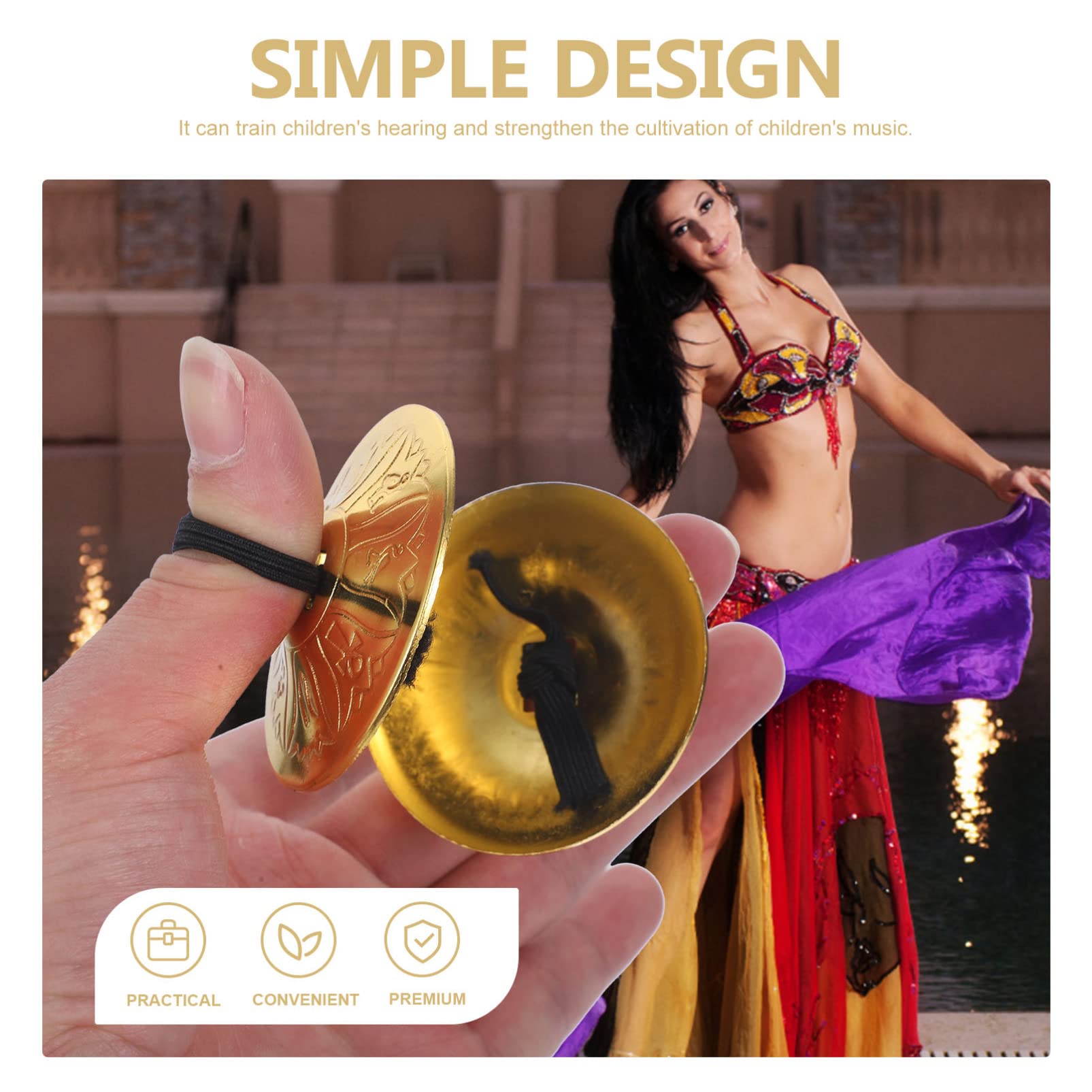 BESPORTBLE 2 paia Cimbali da Danza per Strumenti Musicali per Percussione Cimbali Piccoli Creativi per Sviluppare Ritmo e per Danza Ventre e Giochi Musicali