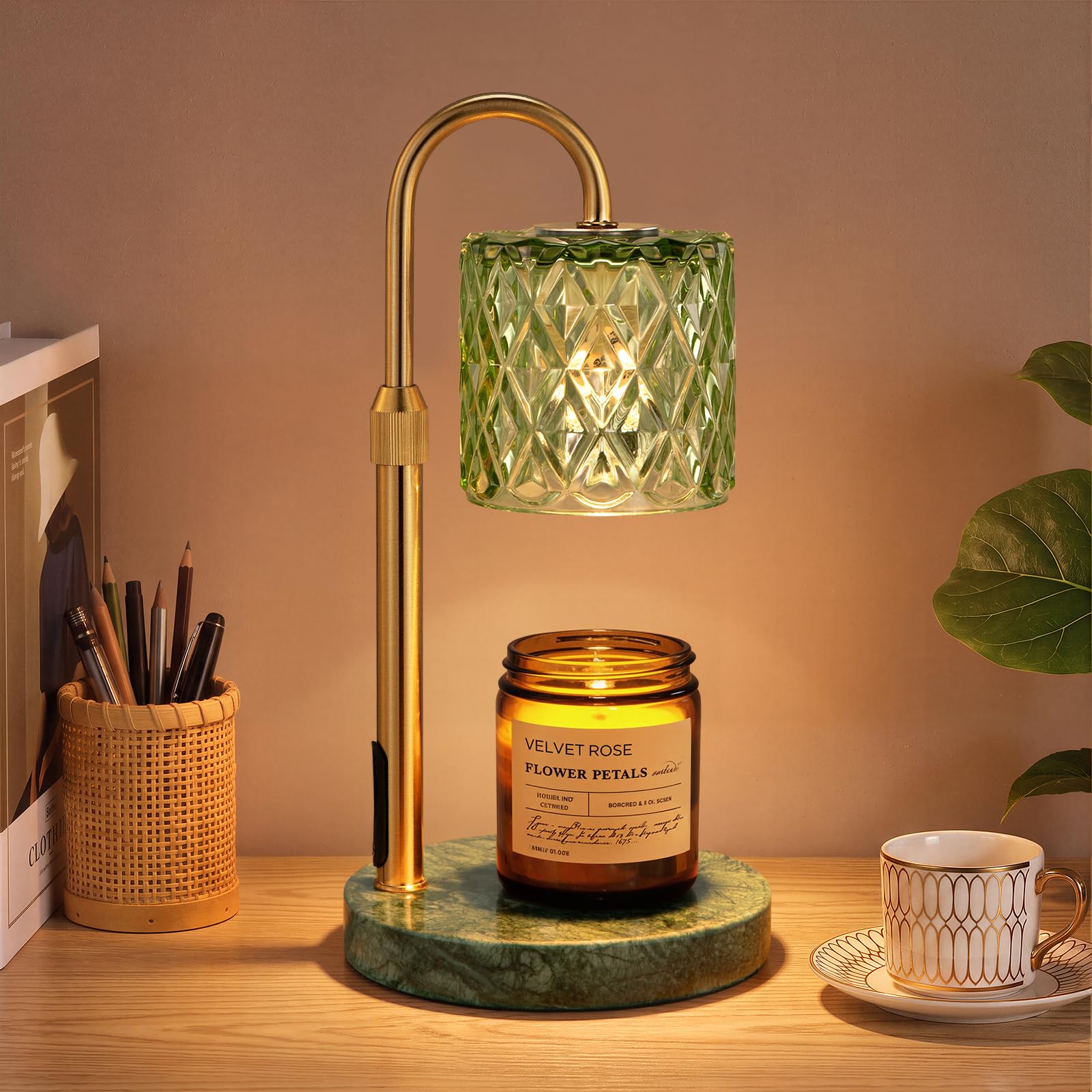 Marble Candle Warmer Lamp with Timer, Birthday Gifts for Women, Room Decor