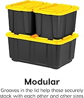 Vista 5 de IRIS USA 4-Pack 12 Gallon Storage Bins with Lids Made in USA Heavy Duty Plastic Tote Containers for Truckbed Tool Box Organization, Large