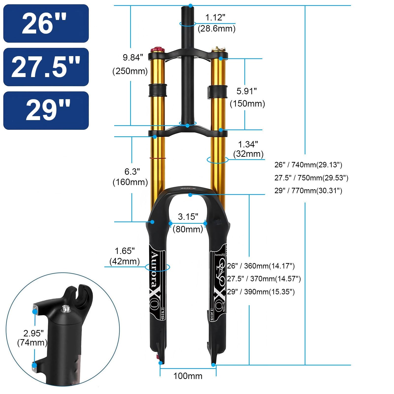Amazon.co.jp: AuroraXQ DH MTBサスペンションフォーク、26、27.5、29
