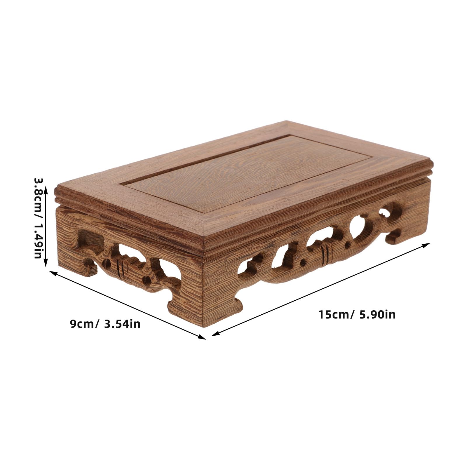 Base de Madera Decorativa Rectangular 15x9x3,8 Cm, Pedestal Artesanal de Madera para Exhibición de Figuras y Macetas, Soporte Retro Ecológico para Decoración del Varios estilos
