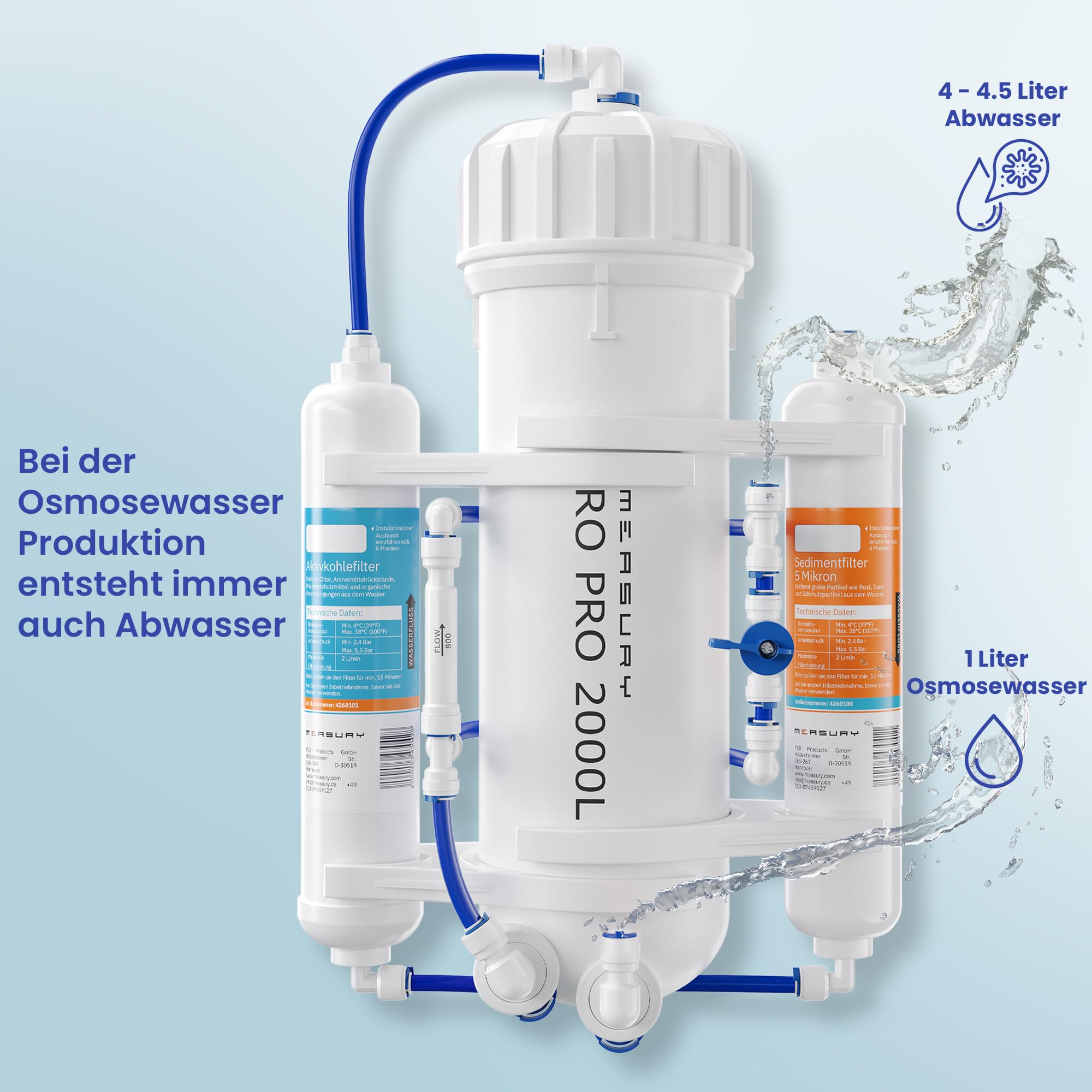Measury Osmoseanlage Aquarium für bis zu 2000L pro Tag - Umkehrosmoseanlage | Umkehrosmoseanlage Aquarium, Osmose Anlage zum Osmosewasser produzieren