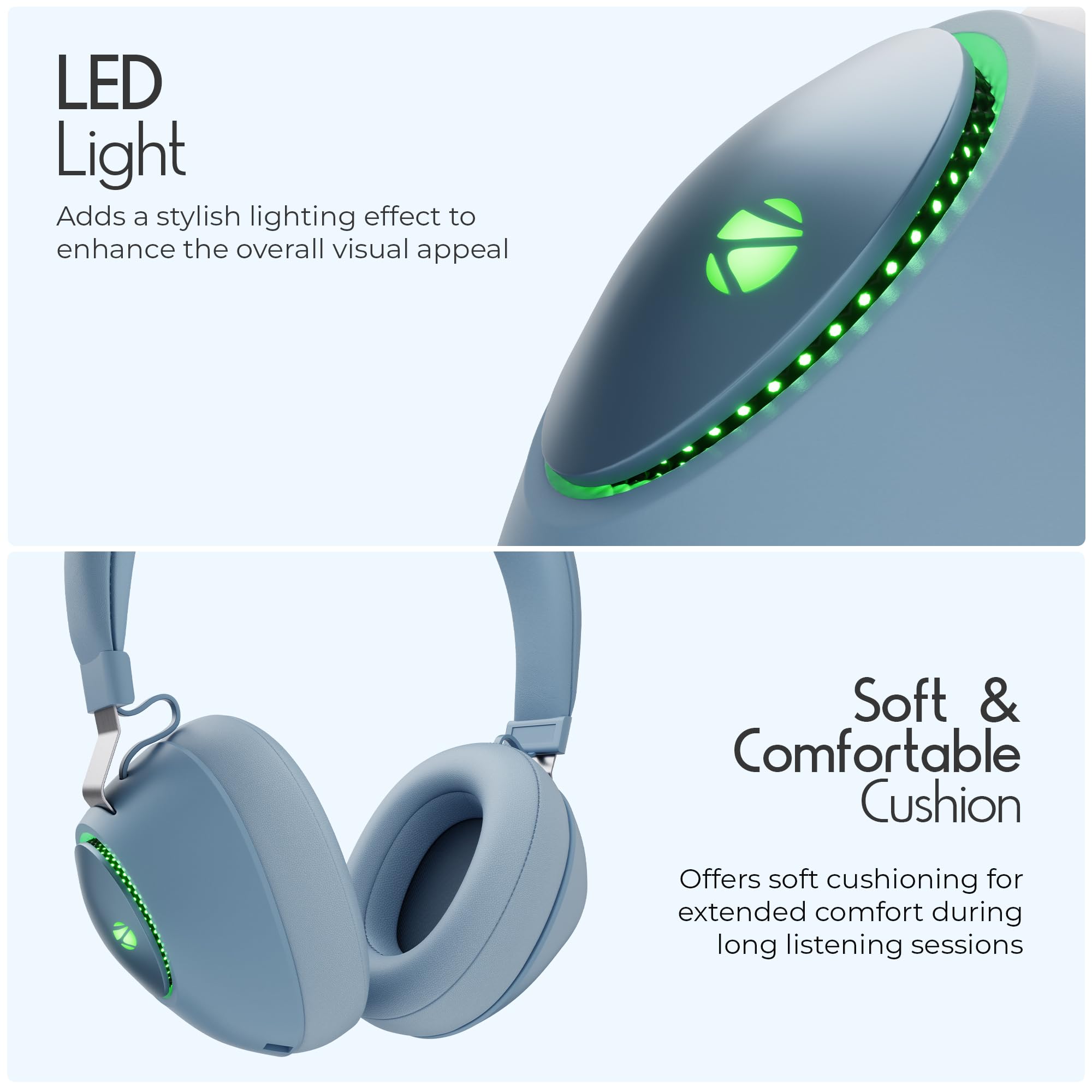 ZEBRONICS Duke (2026 Upgrade) Wireless Headphone, BT v5.3, Upto 60 hrs Playback, 40mm Drivers, Deep Bass, ENC, Gaming Mode, Dual Pairing, LED Lights, Media/Volume Control, Call Function (Blue) — Amazon image 8