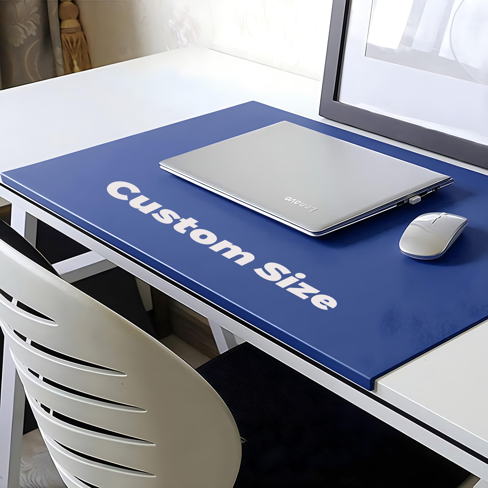 Mouse Pad Desk Mat with Edge Protector, PU Leather Office Home Desk Pad with Fixation Lip, Smooth Gaming Mouse Mat Non Slip Writing Pad