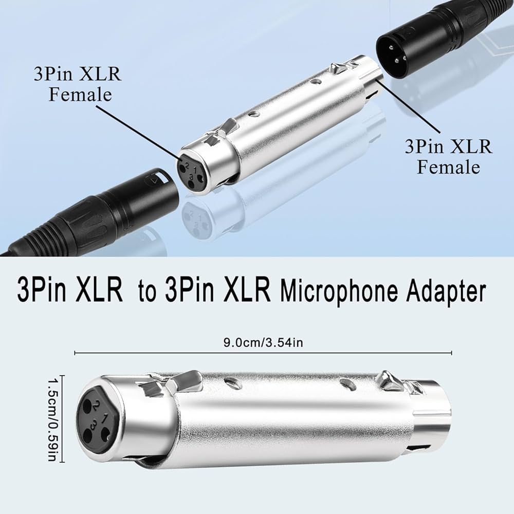 Adaptateurs XLR Femelle Vers Femelle - Lot De 2 Connecteurs Pour Microphones Et Haut-parleurs De Scène